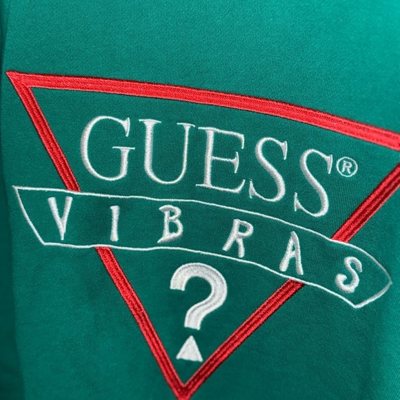 GUESS J Balvin Vibras Crewneck pullover Sweatshirt  fleece Green Mens small - Picture 2 of 8